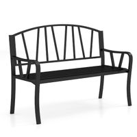 costway banco de jardin de metal para 2-3 personas con reposabrazos curvados 129 x 53 x 93 cm negro
