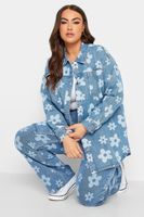 yours sobrecamisa vaquera azul con flores mujer curvy y tallas grandes yours