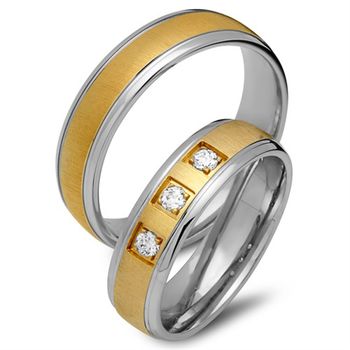 Alianzas 8 quilates oro amarillo-blanco 3 diamantes