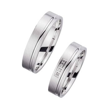 Alianzas oro blanco con diamantes ancho 5 mm