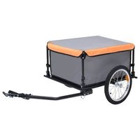 remolque para bicicletas gris y naranja 65 kg vidaxl