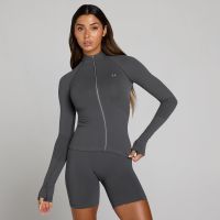 chaqueta con cremallera completa tempo ultra sin costuras para mujer de mp - gris robusto - s