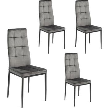Pack 4 Sillas Comedor Denia De Tela Gris Con Patas De Metal (gris X 4 Unidades)