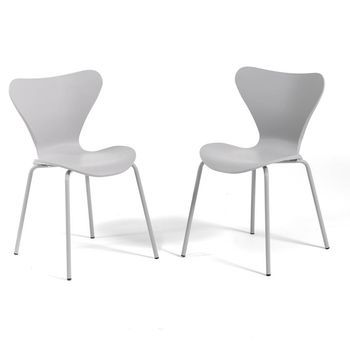 Set De 2 Sillas Gris Con Carcasa De Resina Y Patas De Metal - Nina