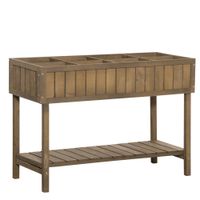 outsunny jardinera en pies cuadrada potager estanteria 110x46x76 cm 8 compartimentos inserciones de riego madera de abeto   aosom espana