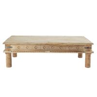 mesa de centro de mango macizo blanqueado de 140 cm