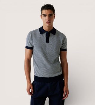 Guess para hombre. M6GR01Z0554 Polo de punto a rayas marino (S), Casual, Algodón, Manga corta