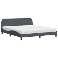 cama con colchon terciopelo gris oscuro 180x200 cm