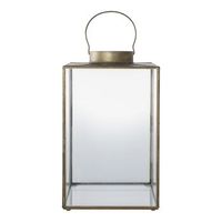 farol de cristal y metal con aspecto de laton antiguo de 42 cm