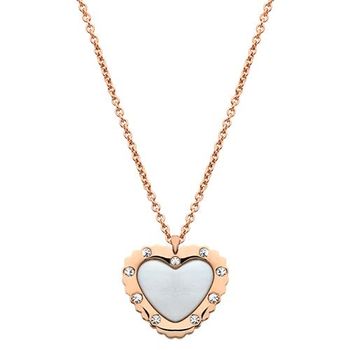 Cadena de acero chapado en oro rosa colgante corazón