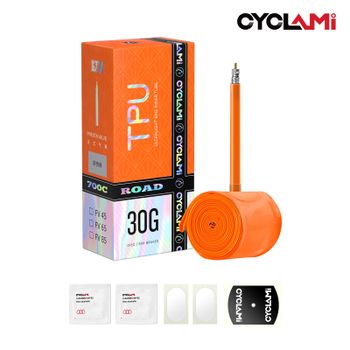 Cámara de aire para bicicleta CYCLAMI, ligera, válvula Presta francesa, 45, 65, 85, naranja, TPU, para neumáticos de bicicleta de carretera, 700C, 700 x 18, 23, 25, 28, 30, 32C