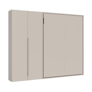 Cama Abatible Francesa Vertical Versia Sofà 140 Con Armario Izquierdo De 2 Puertas Clay