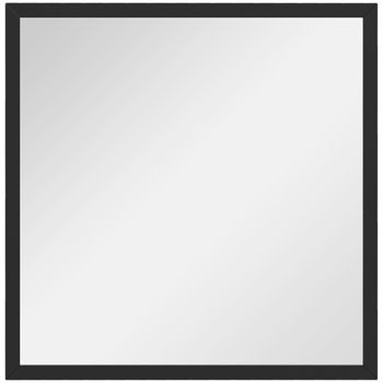 HOMCOM Espejo mural cuadrado 50 x 50 cm, marco de madera negro, ideal para baño, sala de estar o dormitorio