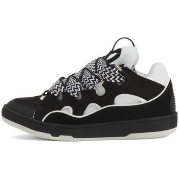 Lanvin Deportivas Moda Curb Leather Sneakers Black White para mujer