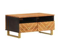 mesa de cafe - mesa de centro madera maciza mango negro y marron 80x54x40 cm