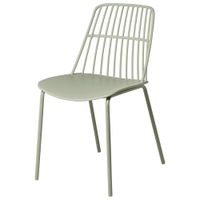 silla de polipropileno menta con asiento a rayas y patas de metal