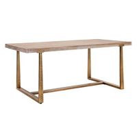 mesa de comedor rectangular de madera marron y metal cm 180x90x78
