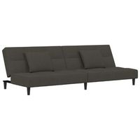 sofa cama de 2 plazas con dos almohadas terciopelo gris oscuro vidaxl