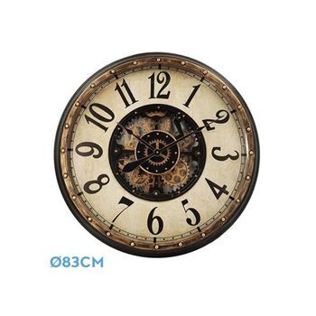 Reloj De Pared Treviso Oro Negro 83x83x10 Cm Engranajes Con Movimiento
