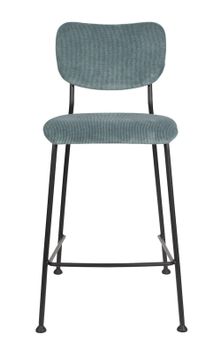Taburete de terciopelo gris azulado