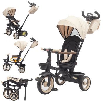 Triciclo Evolutivo Bebé Sami Plegable Con Asiento Reclinable Beige De Twinly