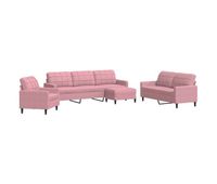 vidaxl juego de sofas con cojines 4 piezas terciopelo rosa