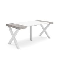 mesa consola extensible mesa comedor plegable 180 para 8 comensales patas madera maciza estilo moderno blanco y cemento