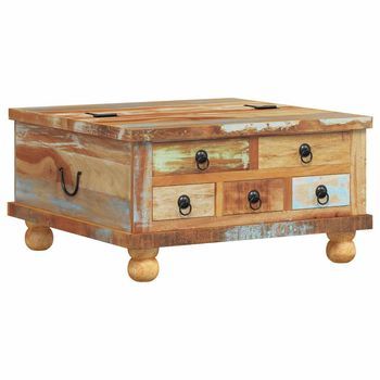 Mesa De Café | Mesa De Centro De Madera Maciza Reciclada 70x70x38 Cm