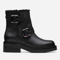 clarks womens rebelle buckle leather biker boots - uk 5