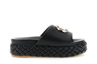 zapatilla con fondo trenzado y accesorio black 39