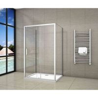 aica mampara de ducha frontal corredera y un panel lateral perfil blancogris mate vidrio templado 5mm 880-900x1363-1403x880-900x1850mm