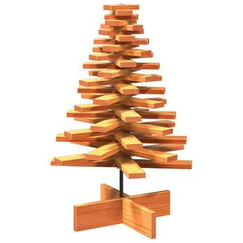 Árbol De Navidad De Adorno Madera Maciza Pino Marrón Cera 80 Cm Vidaxl