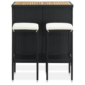 Conjunto De Conjunto Mesa Y Sillas Jardin De Bar Jardín 3 Uds | Mueble Jardin Mesa Y Sillas Ratán Sintético Negro