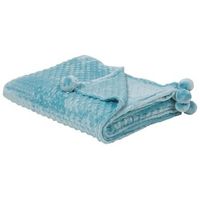 manta azul claro 200 x 220 pompones textura suave colcha sofa cama comodidad samur