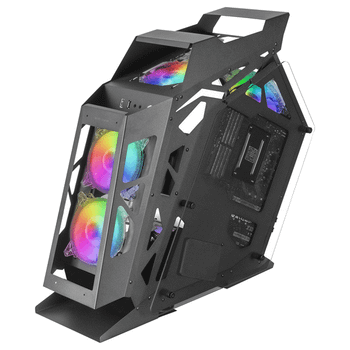 CAJA MICROATX COMPACTA MARS GAMING MC61 BLACK DISE??O PREMIUM CONTROLADORA ARGB CON MANDO 4 VENTIL