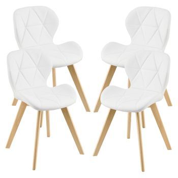 Set De 4 Sillas De Comedor Älmhult Diseño Escandinavo Polipiel Y Madera 81 X 57 X 49 Cm - Blanco [en.casa]