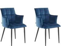 juego de 2 sillas de comedor tapizadas en terciopelo azul