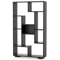 costway libreria geometrica abierta estanteria moderna con kits antivuelco de madera para salon dormitorio 70 x 20 x 120cm negro