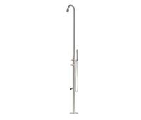 estructura de ducha y griferia de acero inoxidable stintino en acero inoxidable satinado aisi 316l marino cabezal de ducha regulable ducha de pie y de mano con flexo ducha tradicional de agua caliente y fria con conexiones ocultas