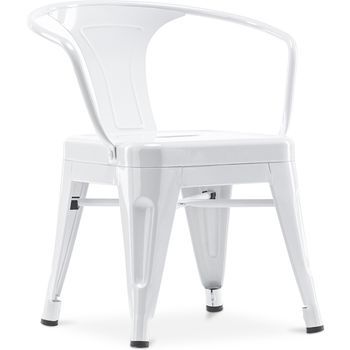 Silla Niños Con Reposabrazos - Silla Infantil Diseño Industrial - Acero - Stylix  Blanco