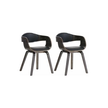 Set de 2 sillas con asiento en Simil cuero Negro/gris