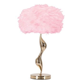 Lámpara De Mesa Con Plumas Rosa Cm Ø 40x63