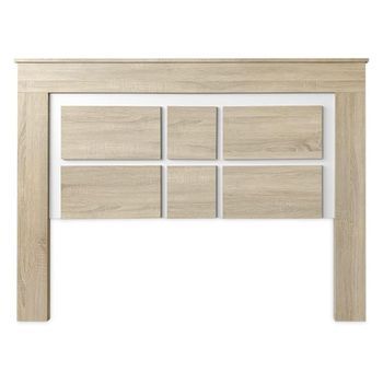 Bricoexpo - Cabezal Para Cama De Matrimonio Con Patas, Color Cambria Y Blanco, Medidas: 160 Cm (ancho) X 119,3 Cm (alto) X 3,8 Cm (fondo)