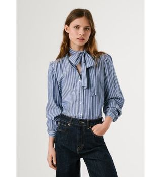 Pepe Jeans para mujer. PL3051268 Camisa Maty azul (M), Casual, Algodón, Manga larga