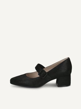 CAPRICE Pumps, black, made of Leather with Trapeze heel, Size 41