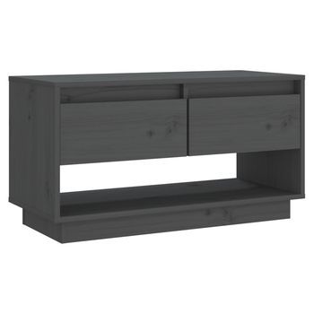 Mueble Tv | Mueble De Salón | Armario Tv De Madera Maciza De Pino Gris 74x34x40 Cm
