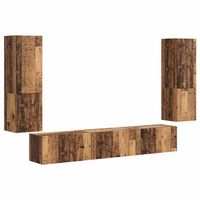 conjunto de mueble de tv montaje en la pared 4 uds  mueble de salon  gabinete de tv madera vieja