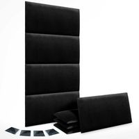 dhome juego de 8 paneles tapizados de terciopelo premium pack autoadhesivos para pared acusticos absorbentes proteccion impactos negro 50x40cm x8