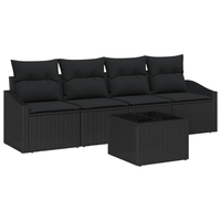 juego de sofas de jardin de 5 uds con cojines negro poliratan cfw883108