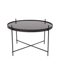 mesa de centro de cristal templado y acero lacado negro